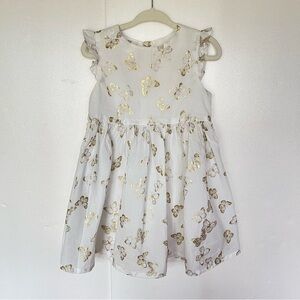 H&M Kids White Lightweight Sleeveless Sundress with Gold Butterflies size 1.5Y
